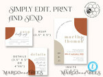 TEMPLETT wedding invitation download Burnt Orange Arch wedding Invitation Set Template, Instant Download Printable Invites Home Printing, Simple Boho Wedding Invitation Card Set, rust inviation template , copper fall invites instant download template online evite set 11