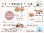 TEMPLETT wedding invitation download Boho fall wedding Invitations Set Template, Instant Download Printable Invites Home Printing, Terracotta Autumn Fine Art Invitation Card Set7