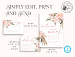 TEMPLETT  
 Hochzeits Einladung Download Elegantes Boho-Hochzeitseinladungsset Vorlage, Sofortiger Download Druckbare Einladungen Heimdruck, Einfaches Boho-Hochzeitseinladungskarten-Set7