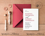TEMPLETT wedding invitation download Minimalist Maroon wedding invitation template, Instant download Invite, Printable Invites For Home Printing, Burgundy wedding invitations7