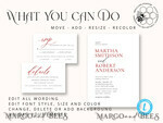 TEMPLETT wedding invitation download Minimalist Maroon wedding invitation template, Instant download Invite, Printable Invites For Home Printing, Burgundy wedding invitations7