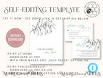 TEMPLETT  
 Hochzeits Einladung Download Eukalyptusgrüne Hochzeitsinvitation Vorlage, Sofortiger Download von Grüner Hochzeitskarten, Moderne Tropische Hochzeitsinvitation zum Ausdrucken9