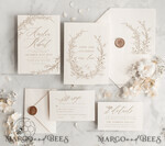 TEMPLETT wedding invitation download Boho Beige wedding Invitations Set Template, Instant Download Printable Invites Home Printing, Simple Wedding Invitation Card, WBoho179