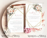 TEMPLETT wedding invitation download Boho Blush Pink Vintage Flowers wedding Invitations Set Template, Instant Download Printable Invites Home Printing, Simple Wedding Cards10