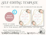 TEMPLETT wedding invitation download Boho Blush Pink Vintage Flowers wedding Invitations Set Template, Instant Download Printable Invites Home Printing, Simple Wedding Cards10
