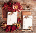 TEMPLETT wedding invitation download  Fall Rustic wedding Invitations Set Template, Instant Download Printable Invites Home Printing, Arch Boho Teracotta Invitation Card Set rust, burnt oragne autumn wedding invitation template set9