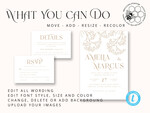TEMPLETT wedding invitation download Rustic gypsophila wedding Invitations suiteTemplate, Instant Download Printable Invites Home Printing, Boho Baby Breath Wedding Cards Set 10