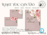 TEMPLETT wedding invitation download Elegant wedding invitation template, Instant download Invite, Printable Invites For Home Printing, pink boho wedding invitations9