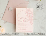 TEMPLETT  
 Hochzeits Einladung Download Boho Blush Pink Hochzeits-Einladungen Set Vorlage, Sofortiger Download Druckbare Einladungen für den Heimdruck, Bogenblumen Hochzeits Einladungskarte8