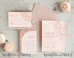 TEMPLETT  
 Hochzeits Einladung Download Boho Blush Pink Hochzeits-Einladungen Set Vorlage, Sofortiger Download Druckbare Einladungen für den Heimdruck, Bogenblumen Hochzeits Einladungskarte8