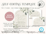 TEMPLETT wedding invitation download Boho Arch wedding Invitations Evite Set Template, Instant Download Printable Invites Home Printing, Beige Garden Invitation Set WBoho149