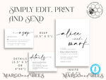 TEMPLETT  
 Hochzeits Einladung Download Moderne Hochzeitskarten-Vorlage, Sofortiger Download Boho Hochzeitskarten, Einfache druckbare Hochzeitskarten-Vorlage Elegante Einladungen7