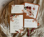 TEMPLETT wedding invitation download Boho fall wedding Invitations Set Template, Instant Download Printable Invites Home Printing, Terracotta Maroon Wedding Invitation Card Set8