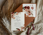TEMPLETT wedding invitation download Boho fall wedding Invitations Set Template, Instant Download Printable Invites Home Printing, Terracotta Maroon Wedding Invitation Card Set8