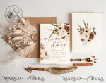 TEMPLETT wedding invitation download Boho Ivory wedding Invitation Card Template, Instant Download Printable Invite Home Printing, Simple Boho Wedding Invitation Card Set2