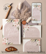 TEMPLETT wedding invitation download Rustic Ivory wedding Invitations Set and Electronic Wedding Invitation Template, Instant Download Printable Invites Home Printing, Simple Boho Wedding Invitation Card Set10
