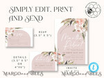 TEMPLETT wedding invitation download Rustic Ivory wedding Invitations Set and Electronic Wedding Invitation Template, Instant Download Printable Invites Home Printing, Simple Boho Wedding Invitation Card Set10