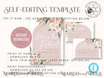 TEMPLETT wedding invitation download Rustic Ivory wedding Invitations Set and Electronic Wedding Invitation Template, Instant Download Printable Invites Home Printing, Simple Boho Wedding Invitation Card Set10