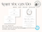 TEMPLETT wedding invitation download Fine Art Boho wedding Invitations Set Template, Instant Download Printable Invites Home Printing, Simple Minimalistic Invitation Card Set9