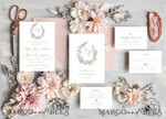 TEMPLETT wedding invitation download Fine Art Boho wedding Invitations Set Template, Instant Download Printable Invites Home Printing, Simple Minimalistic Invitation Card Set9
