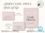 TEMPLETT wedding invitation download Simple wedding invitation template, Instant download Boho Wedding Invites, Elegant Wedding Invitation Printable Template, Modern Invites7