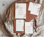 TEMPLETT wedding invitation download Boho fall wedding Invitations Set Template, Instant Download Printable Invites Home Printing, Terracotta Autumn Simple Invitation Card Set8