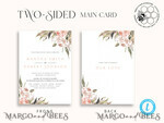 TEMPLETT wedding invitation download Rustic Pampass wedding Invitations Set Template, Instant Download Printable Invites Home Printing, Simple Boho Wedding Invitation Card Set7