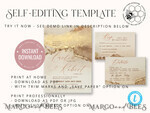 TEMPLETT wedding invitation download Modern Glam wedding Invitation Template, Instant Download Printable Invites Home Printing, Gold Boho Wedding Invitation Card Set terracotta7
