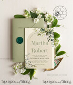 TEMPLETT wedding invitation download Boho Sage Green wedding Invitations Set Template, Instant Download Printable Invites Home Printing, Simple  Wedding Invitation Card, WBoho158