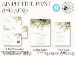 TEMPLETT wedding invitation download Floral Sage Green wedding Invitations Set Template, Instant Download Printable Invites Home Printing, BotanicalWedding Invitation Card9
