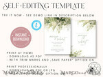 TEMPLETT wedding invitation download Floral Sage Green wedding Invitations Set Template, Instant Download Printable Invites Home Printing, BotanicalWedding Invitation Card9