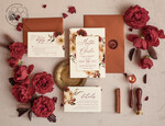 TEMPLETT wedding invitation download Terracotta Fall wedding invitation template, Instant download Boho Wedding Invites, Autumn Maroon Burn Orange Invitation Printable Template7