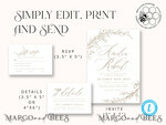 TEMPLETT wedding invitation download Fine Art Blush wedding Invitations Evite Set Template, Instant Download Printable Invites Home Printing, Boho Chick Invitation Set WBoho1710