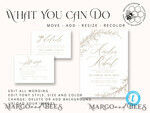 TEMPLETT wedding invitation download Fine Art Blush wedding Invitations Evite Set Template, Instant Download Printable Invites Home Printing, Boho Chick Invitation Set WBoho1710