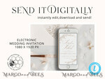 TEMPLETT wedding invitation download Fine Art Blush wedding Invitations Evite Set Template, Instant Download Printable Invites Home Printing, Boho Chick Invitation Set WBoho1710