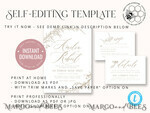 TEMPLETT wedding invitation download Fine Art Blush wedding Invitations Evite Set Template, Instant Download Printable Invites Home Printing, Boho Chick Invitation Set WBoho1710