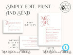 TEMPLETT wedding invitation download Modern wedding Invitations Set Template, Instant Download Printable Invites Home Printing, Simple Elegant Wedding Invitation Card Set WMin19