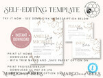 TEMPLETT wedding invitation download Fine art beige wedding invitation template, Instant download Boho Wedding Invites, Simple nude Invitation Printable Template Elegant Invites8