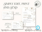TEMPLETT wedding invitation download Fine art beige wedding invitation template, Instant download Boho Wedding Invites, Simple nude Invitation Printable Template Elegant Invites8