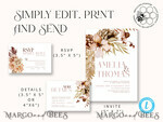TEMPLETT wedding invitation download Rustic Ivory wedding Invitations Set Template, Instant Download Printable Invites Home Printing, Simple Boho Wedding Invitation Card Set Modern wedding Invitation Template, Instant Download Printable Invites Home Printing, Simple Boho Wedding Invitation Card Set8