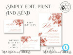 TEMPLETT wedding invitation download Boho fall wedding Invitations Set Template, Instant Download Printable Invites Home Printing, Terracotta Autumn Fine Art Invitation Card Set8