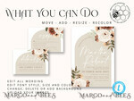TEMPLETT wedding invitation download Boho Arch wedding Invitations Evite Set Template, Instant Download Printable Invites Home Printing, Simple Wedding Invitation Cards WBoho119