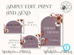 TEMPLETT wedding invitation download Rustic Arch wedding Invitations Set Template, Instant Download Printable Invites Home Printing, Simple Boho Wedding Invitation Card Set9