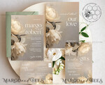 TEMPLETT  
 Hochzeits Einladung Download Romantische Vintage Rosen Malerei Öl Hochzeitskarten Set Vorlage, Sofortiger Download Druckbare Einladungen Heimdruck, Einfache Karten11