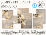 TEMPLETT  
 Hochzeits Einladung Download Romantische Vintage Rosen Malerei Öl Hochzeitskarten Set Vorlage, Sofortiger Download Druckbare Einladungen Heimdruck, Einfache Karten11