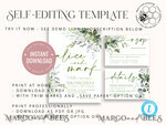 TEMPLETT wedding invitation download Sage Green wedding invitation template, Instant download Greenery Wedding Invites, Eucalyptus Garden Wedding Invitation Printable7
