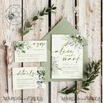 TEMPLETT wedding invitation download Sage Green wedding invitation template, Instant download Greenery Wedding Invites, Eucalyptus Garden Wedding Invitation Printable7