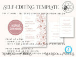 TEMPLETT wedding invitation download Elegant Blush wedding Invitation Template, Instant Download Printable Invites Home Printing, Pink Boho Wedding Invitation Card Set Template8