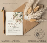 TEMPLETT wedding invitation download Floral wedding Invitations Set Template, Instant Download Printable Invites Home Printing, Simple Rustic Wedding Invitation Card Set 9