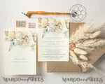 TEMPLETT wedding invitation download Rustic Ivory wedding Invitations Set Template, Instant Download Printable Invites Home Printing, Simple Boho Wedding Invitation Card Set8
